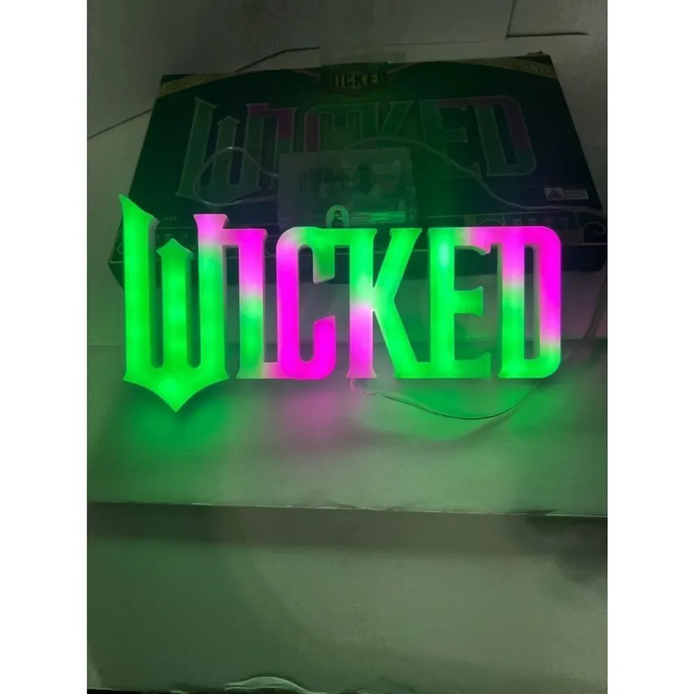 New Wicked Neon Wall Art Sign Green Purple